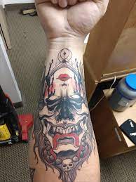 Dual Face By Karly At Bespoke Custom Tattoo In Honolulu Hi Tattoos Forearm Sleeve Tattoos Japanese Forearm Tattoo Satanic Tattoos
