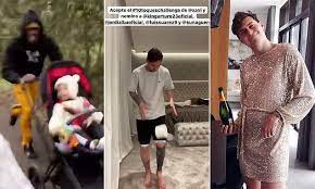 Victor lindelöf dresses to impress. Lionel Messi Joins Stay At Home Challenge Pogba Goes Pram Racing Lindelof Wears His Wife S Dress Daily Mail Online