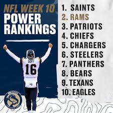 End of the season nfl power rankings. 2018 Nfl Power Rankings Week 10 La Rams First Loss Shakes Things Up Turf Show Times