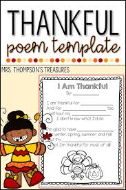 I am thankful activities for thanksgiving. I Am Thankful Thanksgiving Poem Classroom Freebies