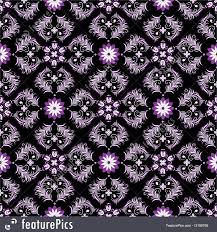 Pattern with purple and white peony flowers as vector. Seamless Black Purple Vintage Pattern