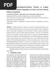 Aplication Adams-Bashforth-Moulton Methods in Logistic Equation in  Prediction Population Growth in Province Daerah Istimewa Yogyakarta