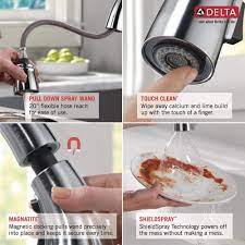 Delta everly black kitchen faucet. Amazon Com Delta Everly Single Handle Pull Down Sprayer Kitchen Faucet In Spotshield Stainless 19741z Spsd Dst Electronics