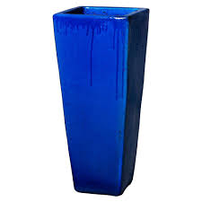 Although there is a plethora of textures in this combination, similar forms unify them. Emissary 35 In Tall Blue Ceramic Square Planter 12757bl 2 The Home Depot