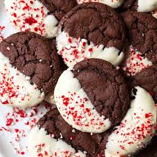 White Chocolate Dipped Peppermint Chocolate Cookies Recipe Yummly Recipe Chocolate Peppermint Cookies Chocolate Cookie Recipes Cookies Recipes Christmas