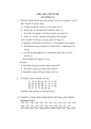 Contoh soal twk cpns 2019 dan jawabannya pdf kengkap banget dengan pembahasan yang sangat rinci serta mudah dipahami jika dipelajari secara serius. Doc Soal Uas Statistika Perguruan Tinggi Imroatusani N K Academia Edu