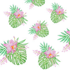 Tropical Leaf With Flower Pattern Tropical Leaf Flowers Png And Vector With Transparent Background For Free Download Tropical Leaves Flower Patterns Tropical Pattern