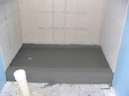 Basement Bathroom Shower Pan Mortar Bed And Cement Backer Board On Walls Concrete Shower Pan Concrete Shower Shower Pan Tile