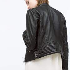 Zara Leather Jacket With Zips Zip Jacket Women Zara Leather Jacket Leather Jacket