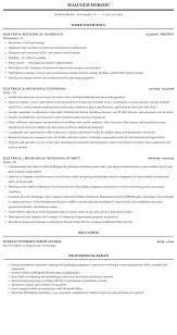 Develops assists and prepares us air force civil engineering documents and documentation in support of the avon park civil engineering base operations support contract. Electrical Mechanical Technician Resume Sample Mintresume