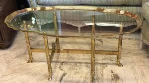 On Trend Brass Coffee Table In The Style Of Labarge Oblong Baroque Tray On A Stand With Dainty Deer Hoof Fee Sell Used Furniture Furniture Brass Coffee Table