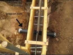 Building house extension at home, need gas pipe to go from meter under stairs to back of house for a new boiler. Concrete Footing And Plumbing Pipe Sleeve Building Foundations Youtube