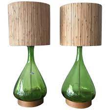 Pair Of Unusual Blenko Olive Green Glass Lamps Lamps Living Room Table Lamp Green Lamp