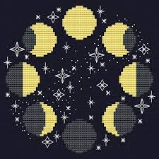 Celestial dragon cross stitch chart. Moon Cross Stitch Pattern Modern Cross Stitch Moon Phases Etsy In 2020 Moon Cross Stitch Cross Stitch Patterns Moon Cross Stitch Pattern