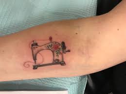 Bold and beautiful vintage sewing machine tattoos have a lot to offer as a fashionable piece of body art. Sewing Machine For My Birthday From Kristie At Skin Art Gallery Addison Tx Tattoos