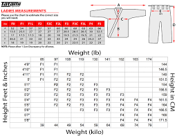 Tatami Size Charts Tatami Fightgear Tatami Gi Size Chart