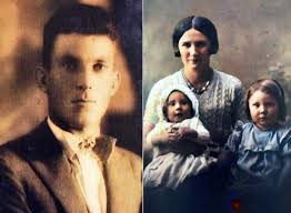 Amos Claude Baker (eldest child of Fred Baker), wife Dorothy Emma 'Dolly'  Burns and daughters Dorothy Fay and Marjorie Dawn Baker.