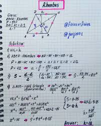 Rhombus The Diagonals Of The Rhombus Are Treated As 2 9 The Perimeter Of A Rhombus Is Equal To 170 Find The Advanced Mathematics Ap Physics Physics Projects