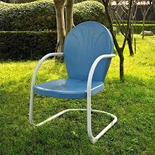 Crosley Furniture Griffith Blue Metal Stationary Conversation Chair S With Solid Seat Lowes Com Metal Patio Chairs Metal Chairs Metal Outdoor Chairs