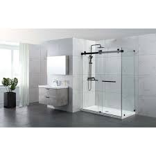 Frameless shower door sweep (glass thickness 3/8'' (10mm)) (u channel) (flex. Ht 1 66 72w 76h Matte Black Double Sliding Frameless Shower Door Walmart Com Walmart Com