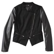 Mossimo Women S Faux Leather Sleeve Moto Jacket Assorted Colors Dietcokestyle Leather Sleeve Jacket Jackets Jackets For Women