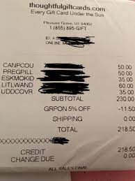 The card was stuffed with a bunch of gift cards and a receipt for them—totaling over $200 but to places i've never heard of. Thoughtfulgiftcards Com Is It A Scam Or Just Shady Marketing Joanna Wahlund