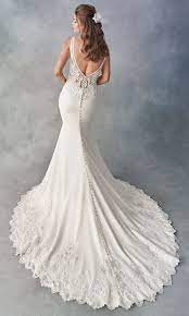Kenneth Winston Style 1794 Beautiful Lace Mermaid Gown Crepe Skirt V Neckline Kenneth Winston Wedding Dresses Beaded Wedding Gowns Wedding Gowns Mermaid