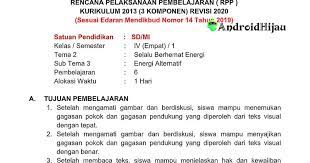 Rencana dan pelaksanaan penelitian tindakan kelas (ptk). Rpp Daring Kelas 4 Tema 2 Sub Tema 3 Energi Alternatif Android Hijau