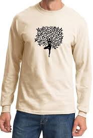 Mens Yoga Shirt Black Tree Pose Long Sleeve Tee T Shirt Mens Yoga Shirts Black Shirt Long Sleeve Shirts