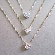 Solitaire Diamond Necklace Diamond Necklace Floating Etsy Diamond Solitaire Necklace Floating Necklace Gold Diamond Necklace