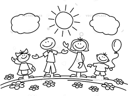 Hand Drawn Stick Figure Happy Family Drawing Sketch Family Parents With Children Vector Illustration Stick Figure Drawing Family Coloring Pages Stick Figures