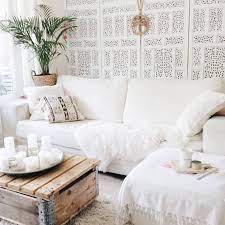 Room Redo Urban Boho Chic All White Living Room White Living Room Living Room White Boho Living Room