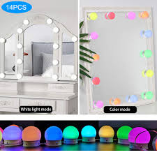 As a result, your entire mirror will look a lot more impressive, and the visuals will be extremely interesting most of the time. Siccoo Vanity Lights For Mirror Rgb Colorful Diy Hollywood Lighted Makeup Vanity Mirror Dimmable Lights 14 Bulb Rgb Buy Online In Bahrain At Bahrain Desertcart Com Productid 192334549