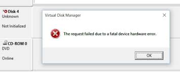 Disk drives ssd drive (shows fine) another hd i have (shows fine) unknown device. Cannot Initialize Unknown And Not Initialized Disk Due To Fatal Device Hardware Error Tom S Hardware Forum
