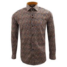 Seamless luxury ornamental background blue damask seamless floral pattern. Orange Blue Floral Print Cotton Mens Shirt Ls75151 The Shirt Store