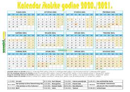 Free, easy to print pdf version of 2021 calendar in various formats. Skolski Kalendar Za 2020 2021 Skolsku Godinu Svi Ucenici Imaju Praznike Zajedno Periodic Table Diagram