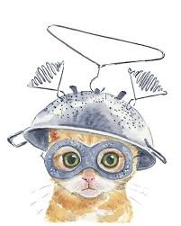 Original Cat Watercolor 8x10 Kitten Watercolour Orange Tabby Nursery Art Funny Illustration Tin Foil Hat Watercolor Cat Cat Illustration Cat Art