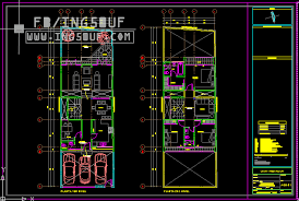 مخططات معمارية منزل بعرض 8 متر اوتوكاد Dwg