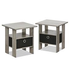 Amazon Com Furinno 11157gyw Bk Night Stand 1 End Table French Oak Grey Kitchen Dining Bedroom Night Stands End Tables Side Table With Storage