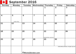 September 2016 Calendar Canada Calendar Printables Free Printable Calendar Print Calendar