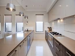 These high gloss white cabinets are the perfect compliment to the single bowl sink. Kitchen Design Contemporary Galley Kitchen Design Ideas