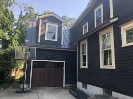 This is why many homeowners instead opted for siding materials with light, neutral color palettes. Global Home Improvement Roof Replacement Photo Album Installing Gtech Mansard Brown Standing Seam Metal Roof And Copper Half Round Gutters To Match The Home S New Siding In Haddonfield Nj
