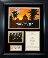 Amazon.com: HOFSM.COM Hall of Fame Sports Memorabilia Framed Eagles Hotel  California Album Facsimile Laser Engraved Signature Auto 11"x14" Music  Photo Sig Collage : Sports & Outdoors