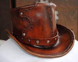 Hand Made Leather Top Hat Choose Your Size Etsy Leather Top Hat Leather Hats Diy Leather Hat