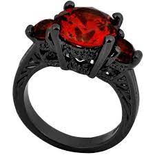 B Ring Red Ruby And Black Gold Filled Rings For Women Engagement Wedding Bridal Black Gold Ring Black Gold Wedding Rings Black Wedding Rings