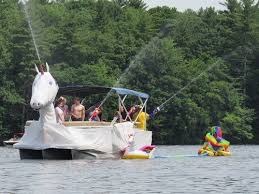 Pontoon boat 4th of july decorations. July 4th Boat Parade On Pawtuckaway Lake