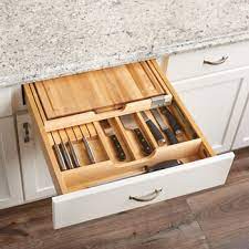 Custom wood countertop options marble granite and wood inserts. Rev A Shelf Knife Holder Cutting Board Drawer Insert W Blum Soft Close Slides Available In Different Sizes Kitchensource Com