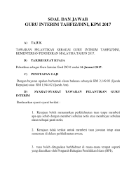 Menetapkan kadar bayaran insentif wilayah di perenggan b1 lampiran g, pekeliling. Soal Dan Jawab Guru Dini
