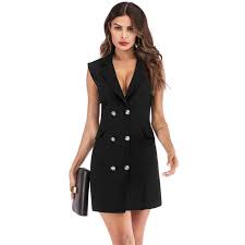Maybe you would like to learn more about one of these? Femmes Elegantes Sans Manches Blazer Bouton Vestes Sexy Noir Dames Mini Moulante Robes Vetements De Bureau Aliexpress