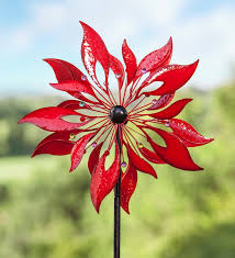 Fiery Red Flame Like Leaves Spin Around Like A Whirling Bonfire On This Absolutely Breathtaking Red Leaf In 2020 Metal Wind Spinners Wind Spinners Garden Wind Spinners